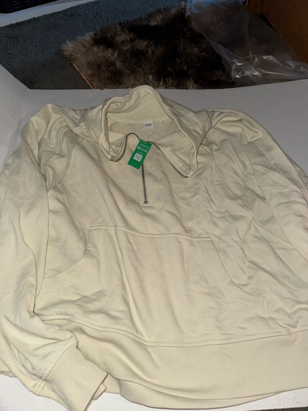 GAP Cream Quarter-Zip Scoop Neck Sweater